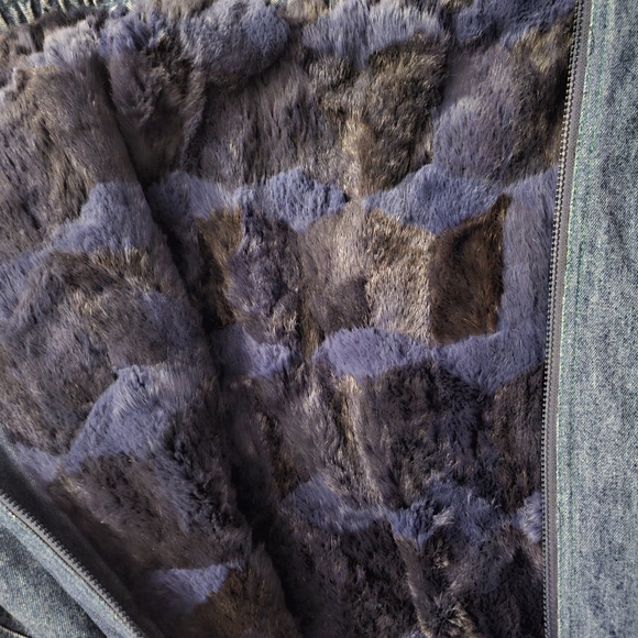 Truckee River Llama Ranch 80s Denim Bomber Jacket Fur Lining W-878 - Picture 14 of 16